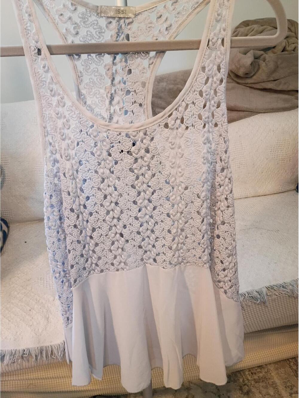ISSI Lace Racerback Tank Top with Flowy Hem